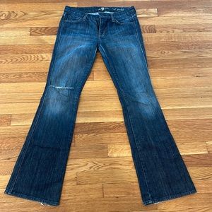 7 For All Mankind “A Pocket” distressed jeans.